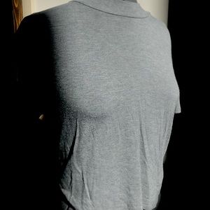 grey high collar crop top